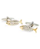 Brooks Brothers Men's Sterling Silver And Gold Fishbone Cuff Links