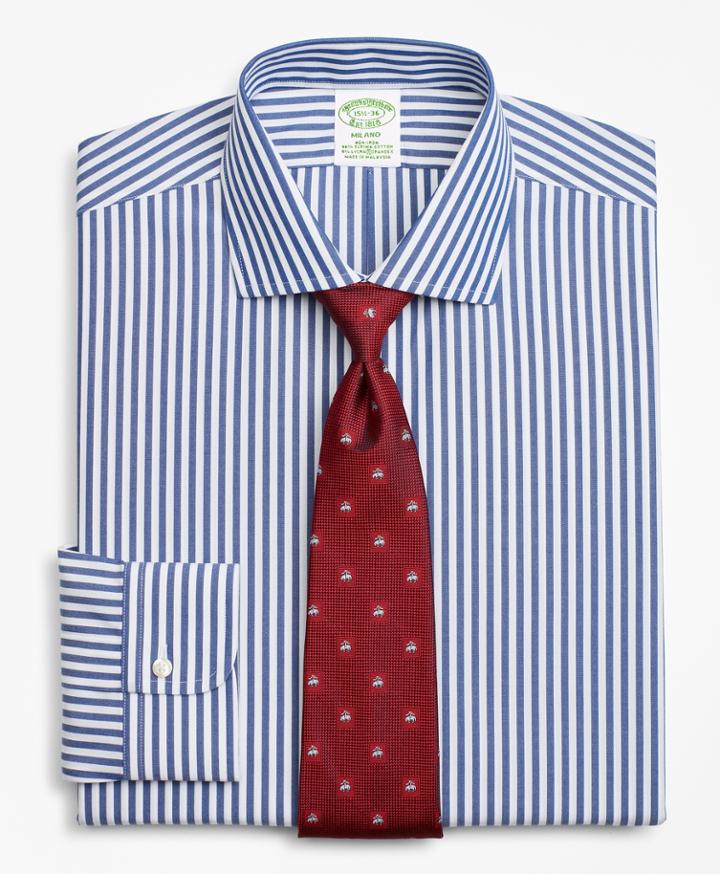 Brooks Brothers Men's Stretch Extra Slim Fit Slim-fit Dress Shirt, Non-iron Bengal Stripe
