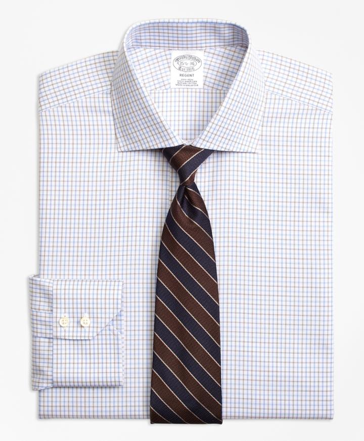 Brooks Brothers Men's Non-iron Slim Fit Triple Overcheck Dress Shirt
