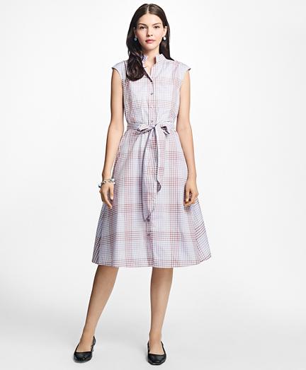 Brooks Brothers Cotton Poplin Mini-gingham Trapeze Shirtdress