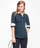Brooks Brothers Women's Black Watch Cotton Dobby Shirt