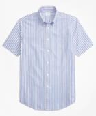 Brooks Brothers Men's Regent Fit Alternating Stripe Seersucker Short-sleeve Sport Shirt