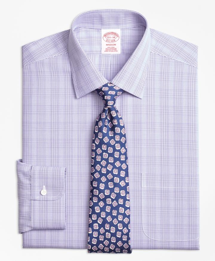 Brooks Brothers Men's Non-iron Regular Fit Tonal Plaid Dress Shirt