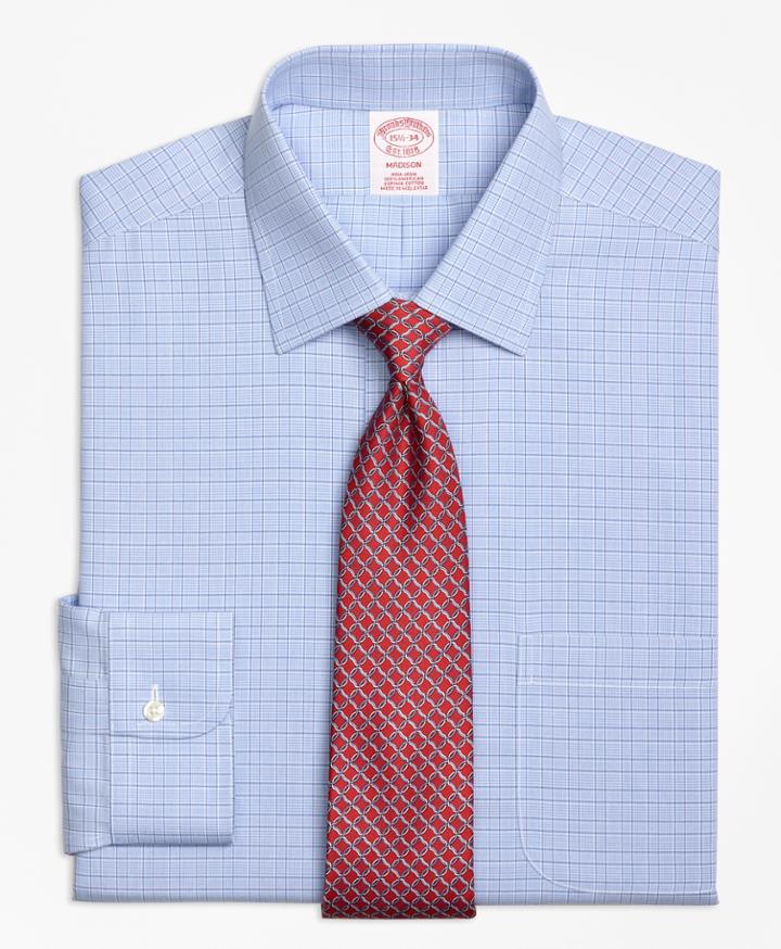 Brooks Brothers Men's Non-iron Regular Fit Glen Plaid Dress Shirt