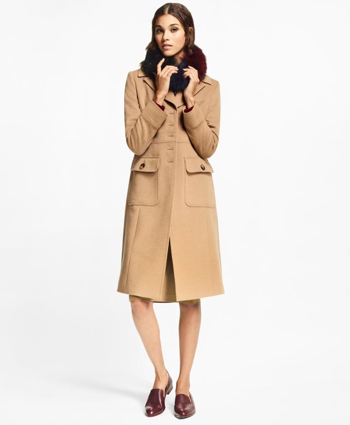 Brooks Brothers Women's Petite Camel Hair Polo Coat