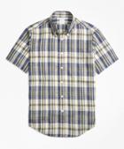 Brooks Brothers Regent Fit Large Plaid Irish Linen Short-sleeve Sport Shirt