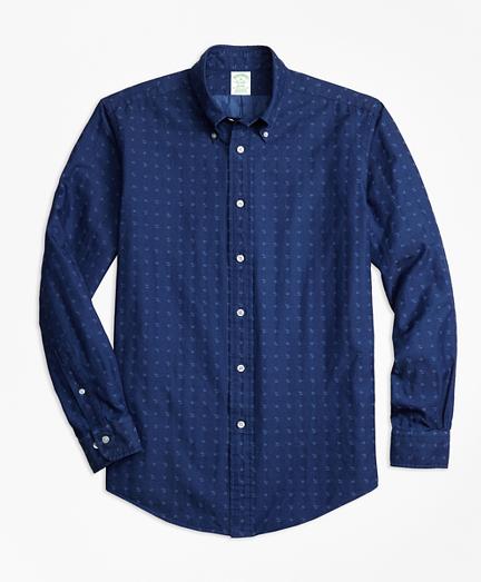 Brooks Brothers Milano Fit Indigo Nautical Clip Sport Shirt`