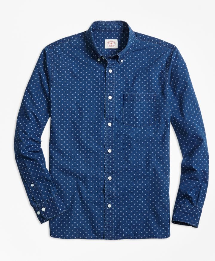 Brooks Brothers Men's Chambray Diamond-print Sport Shirt