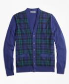 Brooks Brothers Cashmere Black Watch Button-front Cardigan