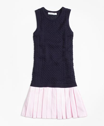 Brooks Brothers Mixed Media Cable Sweater Dress