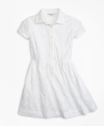 Brooks Brothers Cotton Eyelet Shirred Dress