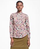 Brooks Brothers Women's Petite Tailored-fit Floral Cotton Sateen Blouse