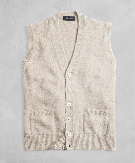 Brooks Brothers Golden Fleece 3-d Knit Marled Alpaca-blend Button Vest