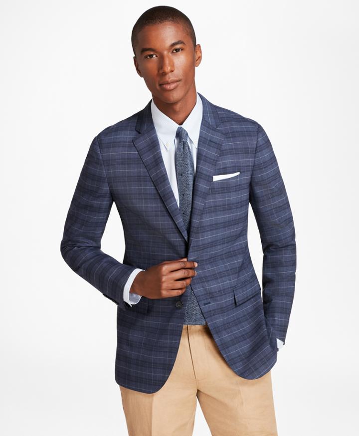 Brooks Brothers Men's Milano Fit Brookscool Plaid With Windowpane Sport Coat