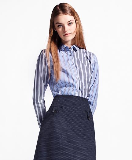 Brooks Brothers Non-iron Tailored-fit Striped Stretch-cotton Fun Shirt