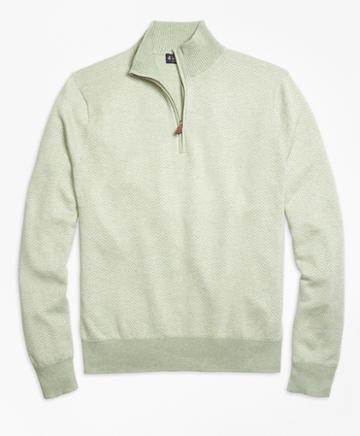 Brooks Brothers Herringbone Half-zip Sweater