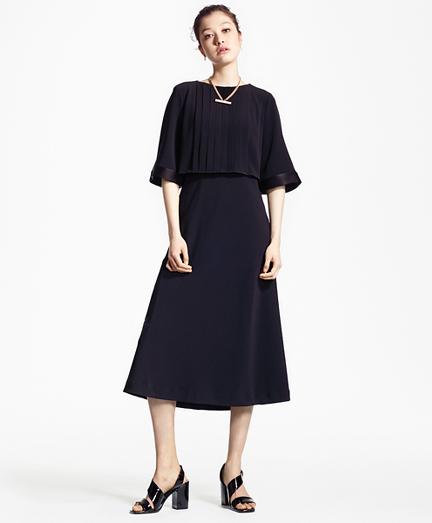 Brooks Brothers Crepe Elbow-length Pleated Dress