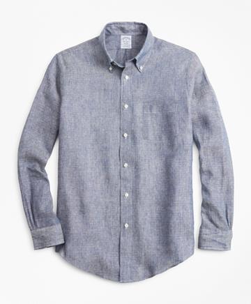 Brooks Brothers Regent Fit Dobby Irish Linen Sport Shirt