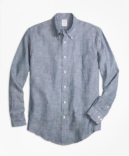 Brooks Brothers Regent Fit Dot Irish Linen Sport Shirt
