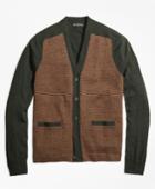 Brooks Brothers Men's Merino Wool Gun Check V-neck Cardigan