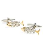 Brooks Brothers Sterling Silver And Gold Fishbone Cuff Links