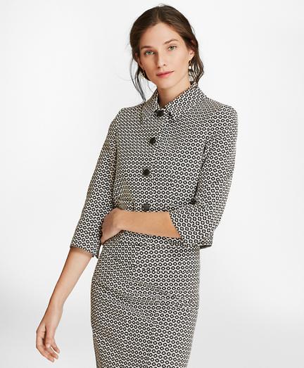 Brooks Brothers Floral Stretch Cotton Jacquard Cropped Jacket