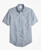 Brooks Brothers Regent Fit Dot  Irish Linen Short-sleeve Sport Shirt