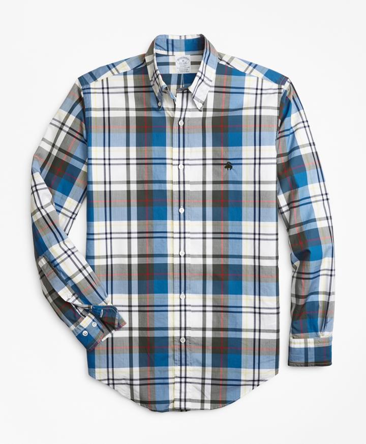 Brooks Brothers Men's Regent Fit Bold Plaid Zephyr Sport Shirt