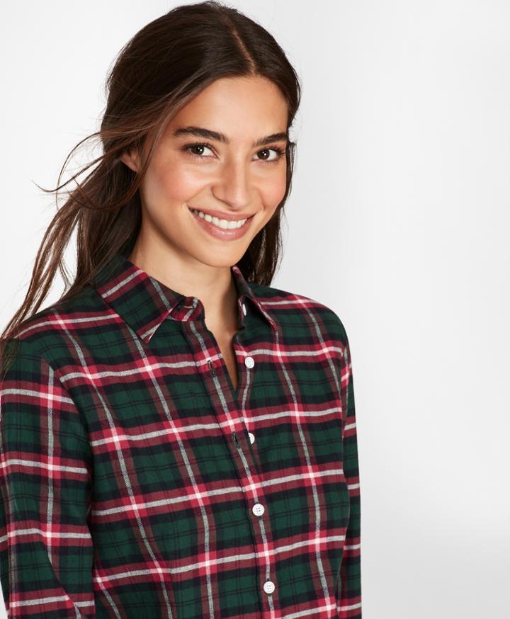 Brooks Brothers Women's Plaid Cotton Flannel Shirt