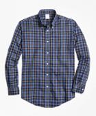 Brooks Brothers Non-iron Regent Fit Blue Heathered Plaid Sport Shirt