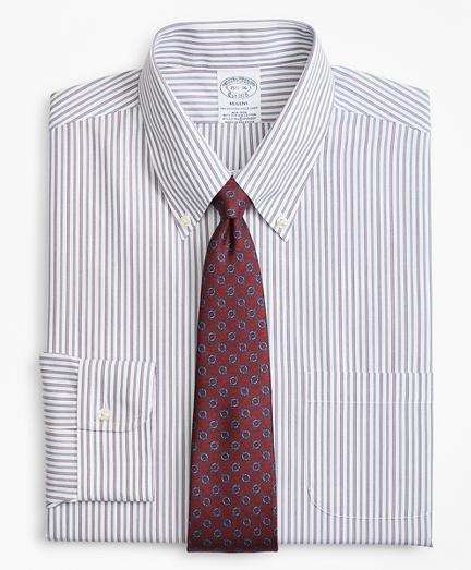 Brooks Brothers Stretch Regent Fitted Dress Shirt, Non-iron Alternating Triple Stripe