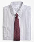Brooks Brothers Stretch Regent Fitted Dress Shirt, Non-iron Alternating Triple Stripe