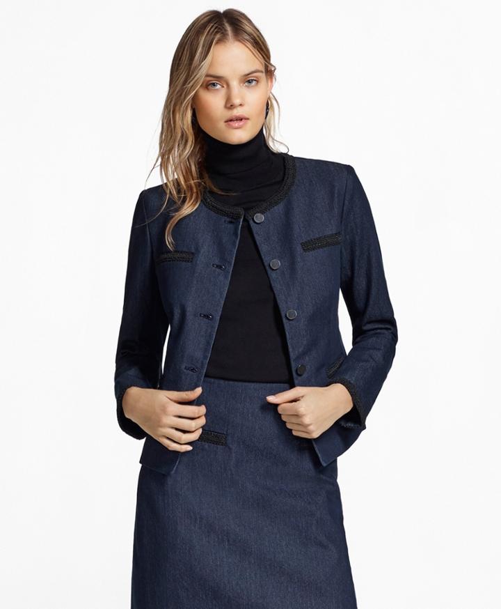Brooks Brothers Women's Soutache-trimmed Denim Jacket