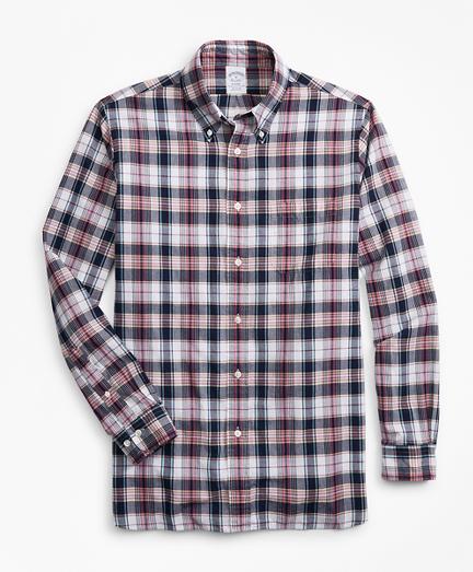 Brooks Brothers Regent Fit Navy-red Madras Sport Shirt