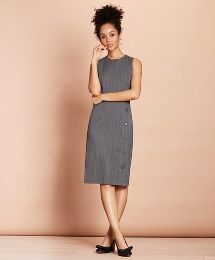 Brooks Brothers Pinstripe Stretch-wool Button-slit Sheath Dress