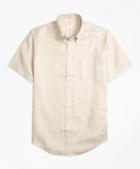 Brooks Brothers Madison Fit Check Irish Linen Short-sleeve Sport Shirt