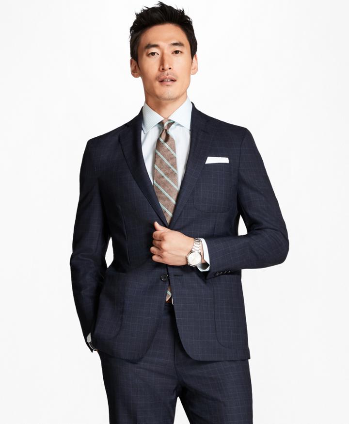 Brooks Brothers Men's Regent Fit Brookscloud Screen Weave With Windowpane 1818 Suit