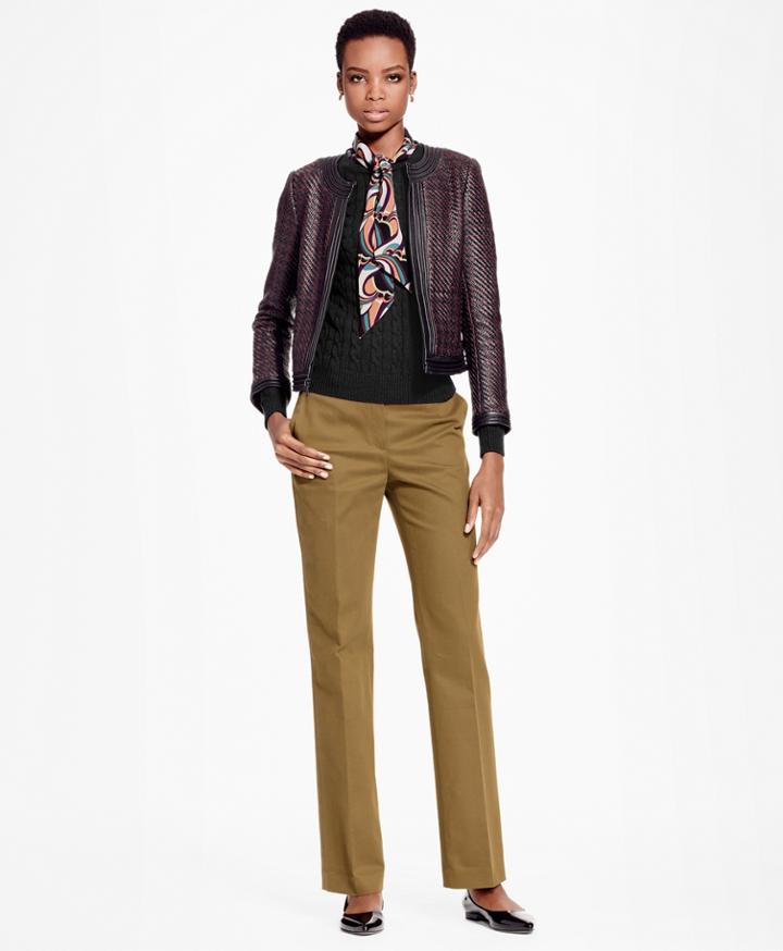 Brooks Brothers Women's Cropped Leather Houndstooth Jacket
