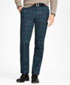Brooks Brothers Men's Clark Fit Black Watch Antler Embroidered Pants