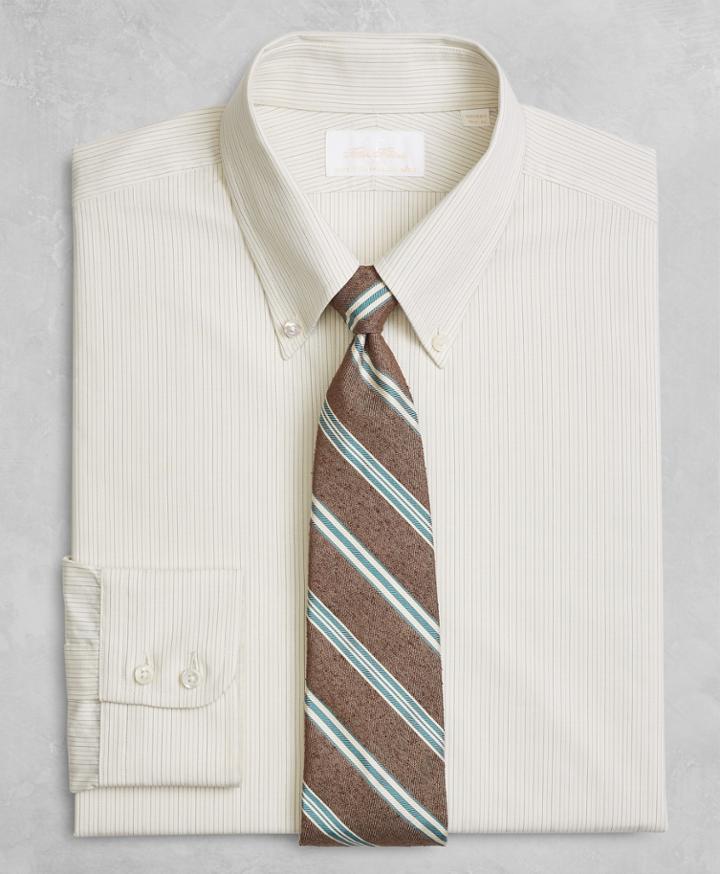 Brooks Brothers Men's Golden Fleece Extra Slim Fit Slim-fit Dress Shirt, Button-down Collar Alternating Dot Stripe