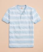 Brooks Brothers Multi-stripe Slub Jersey Short-sleeve Henley