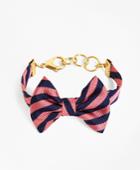 Brooks Brothers Women's Kiel James Patrick Navy And Pink Bb#5 Stripe Bow Tie Bracelet