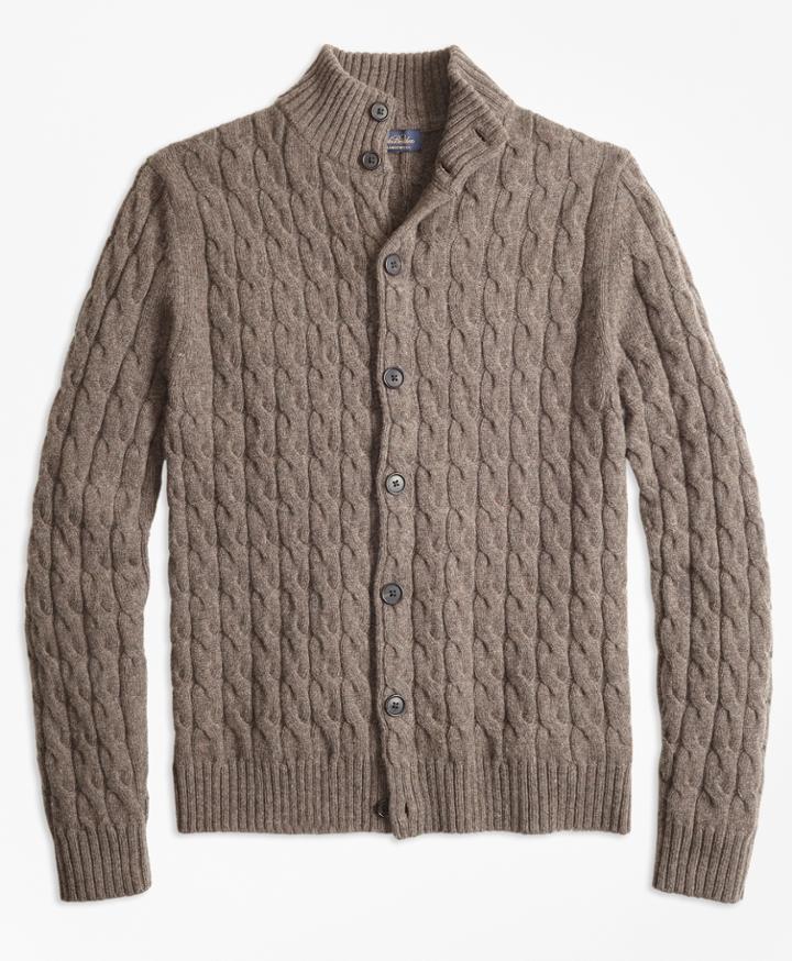 Brooks Brothers Men's Merino Wool Cable Cardigan