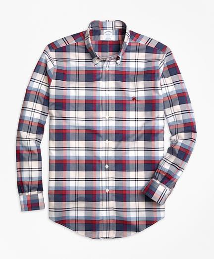 Brooks Brothers Non-iron Regent Fit Heathered Plaid Sport Shirt