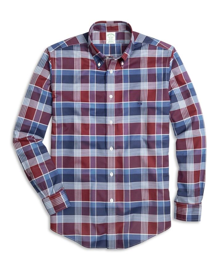 Brooks Brothers Men's Non-iron Milano Fit Graphic Plaid Sport Shirt