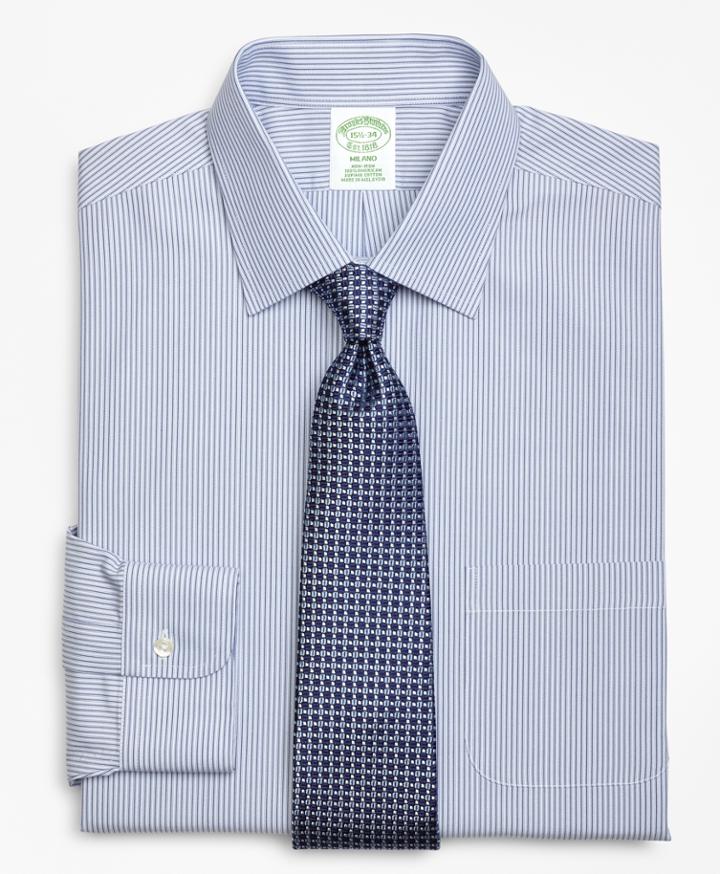 Brooks Brothers Men's Extra Slim Fit Slim-fit Dress Shirt, Non-iron Tonal Framed Stripe