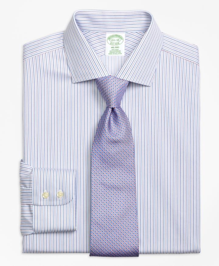 Brooks Brothers Men's Non-iron Extra Slim Fit Sidewheeler Stripe Dress Shirt