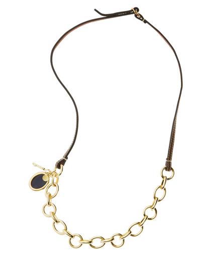 Brooks Brothers Leather Link Charm Necklace