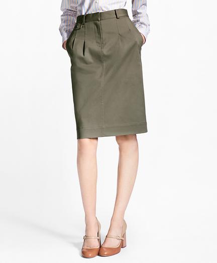 Brooks Brothers Stretch Cotton Twill Pencil Skirt