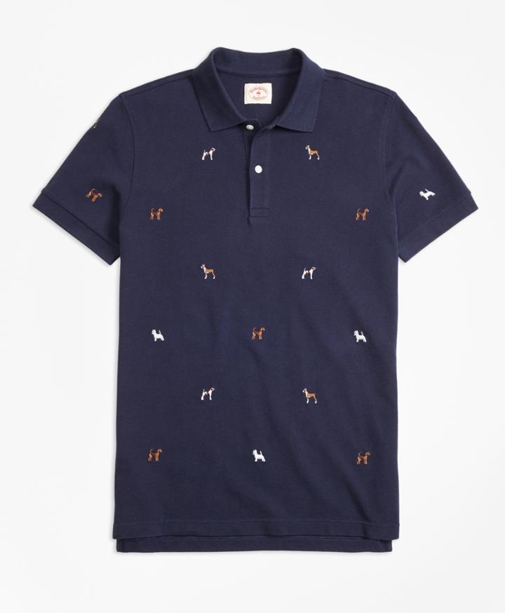Brooks Brothers Men's Cotton Pique Embroidered Dog Polo Shirt